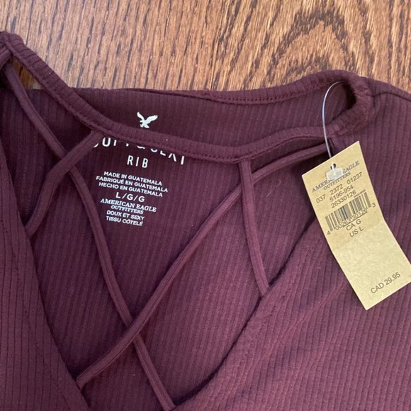 American Eagle Soft & Sexy Ribbed Tee - Picture 3 of 3